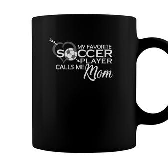 My Favorite Soccer Player Calls Me Mom Heart Ball Arrow Life Coffee Mug - Seseable