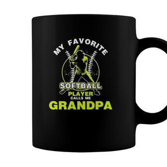 My Favorite Softball Player Calls Me Grandpa Softball Coffee Mug - Seseable