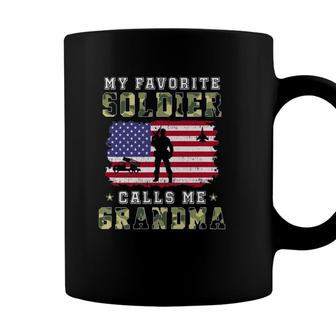 My Favorite Soldier Calls Me Grandma Proud Army Grandma Coffee Mug - Seseable