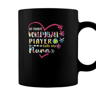 My Favorite Volleyball Player Calls Me Nana Floral Heart Coffee Mug - Seseable