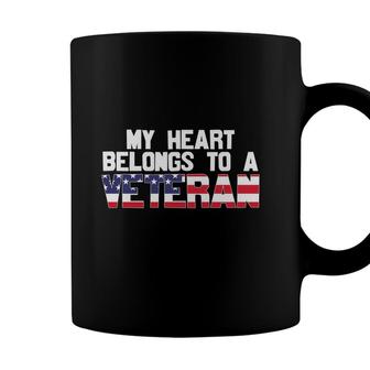 My Heart Belongs To A Veteran 2022 Usa Flag Coffee Mug - Seseable