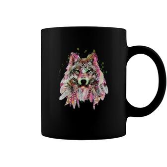 Native American Wolf Head Tribal Bohemian Tattoo Art Cute Coffee Mug | Mazezy