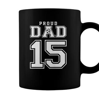 Number 15 Custom Proud Soccer Futbol Dad Personalized Men Coffee Mug - Seseable