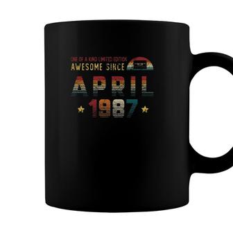 One Of A Kind Limited Edition Awesome Since April 1987 34 Years Old 34Th Birthday Cassette Tape Vintage Coffee Mug - Seseable