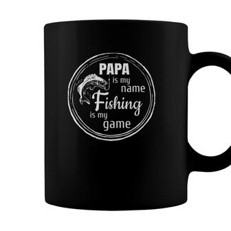 Papa Is My Name Fishing Is My Game - Daddy Father Papa Gift Coffee Mug - Seseable