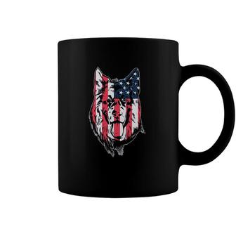 Patriotic German Shepherd American Flag Dog Coffee Mug | Mazezy