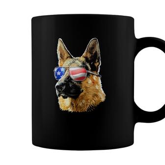 Patriotic German Shepherd American Flag Sunglasses Dog Gifts Coffee Mug - Seseable
