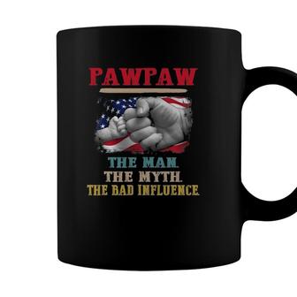 Pawpaw The Man The Myth The Bad Influence Flag Fathers Day Coffee Mug - Seseable