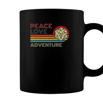 Peace Love Adventure Retro Vintage Sunset Dungeons D20 Gamer Coffee Mug - Seseable