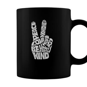 Peace Love Hand Sign Kindness Unity Day Retro Vintage Coffee Mug - Seseable