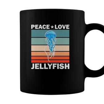 Peace Love Jellyfish Quote Retro Art Jellyfishes Vintage Coffee Mug - Seseable