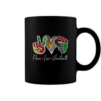 Peace Love Juneteenth Black Pride Freedom 4Th Of July Coffee Mug - Seseable