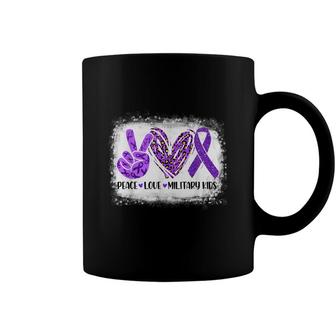 Peace Love Military Kids Purple Up For Military Child Month Coffee Mug - Seseable