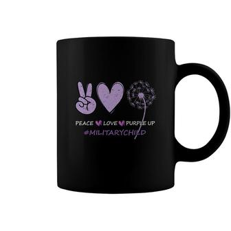 Peace Love Purple Up Military Child Month Kids Dandelion Coffee Mug - Seseable
