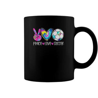 Peace Love Soccer Tie Dye Soccer Mom Game Day Soccer Coffee Mug | Mazezy
