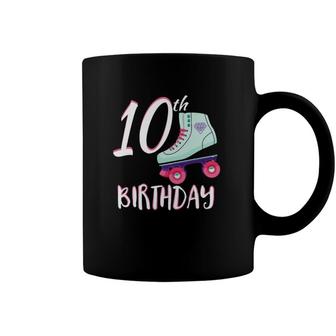 Pink Girl Roller Skate - 10 Years Old - 10Th Birthday Coffee Mug | Mazezy