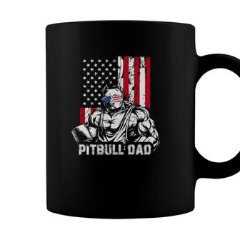 Pitbull Dad Muscle Vintage Pet Dog Lover American Flag 4Th Of July Coffee Mug - Seseable
