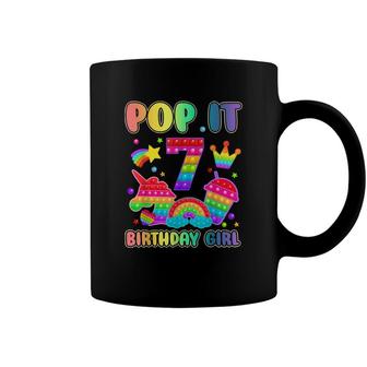 Pop It 7Th Birthday Girl 7 Years Old Bday Party Theme Coffee Mug - Seseable