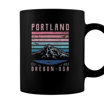 Portland Oregon Retro Mountain Home State Vintage Mt Hood Coffee Mug - Seseable