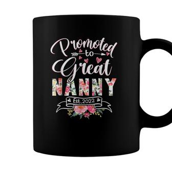 Promoted To Great Nanny Est 2022 Floral First Time Grandma Coffee Mug - Seseable