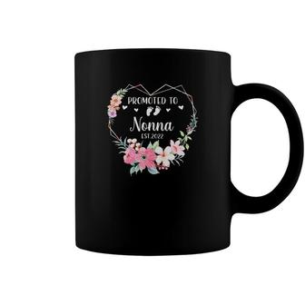 Promoted To Nonna Est 2022 Women Floral First Time Grandma Coffee Mug - Seseable
