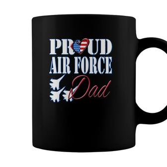 Proud Air Force Dad Us Heart Military Fathers Day Men Coffee Mug - Seseable