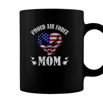 Proud Air Force Mom American Flag Heart Military Usaf Emblem Mother’S Day Gift Coffee Mug - Seseable