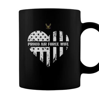 Proud Air Force Wife Pride Military Family Heart Gift Coffee Mug - Seseable