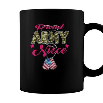 Proud Army Niece Camo Us Flag Dog Tags Military Family Gift Coffee Mug - Seseable