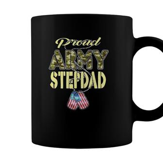Proud Army Stepdad Us Flag Camo Dog Tags Military Stepfather Coffee Mug | Seseable CA
