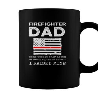 Proud Firefighter Dad Fireman Father American Flag Coffee Mug - Seseable