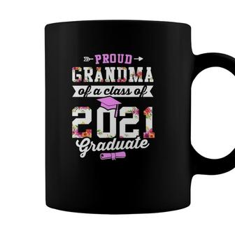 Proud Grandma Of 2021 Graduate Senior 2021 Graduation Flower Coffee Mug - Seseable