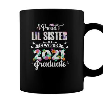 Proud Lil Sister Of A 2021 Graduate Flower Coffee Mug - Seseable