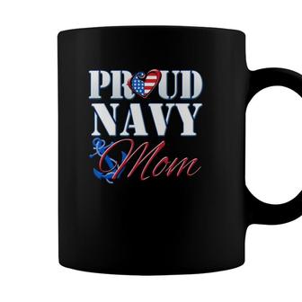Proud Navy Mom Usa Heart American Flag Mothers Day Coffee Mug - Seseable