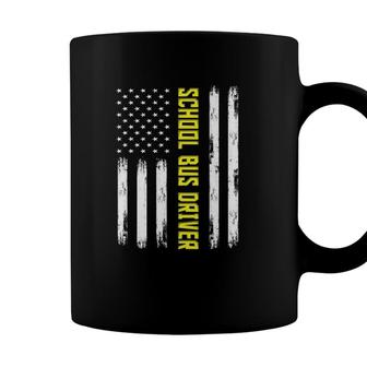 Proud School Bus Driver American Flag Pride Gift Coffee Mug - Seseable
