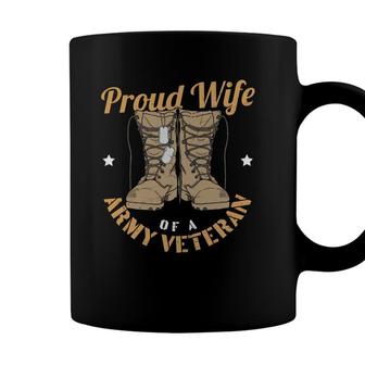 Proud Wife Of A Army Veteran 2022 Yellow Boots Coffee Mug - Seseable