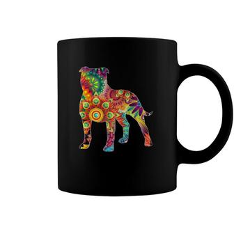 Psychedelic Trippy American Staffordshire Bull Terrier Lover Coffee Mug | Mazezy