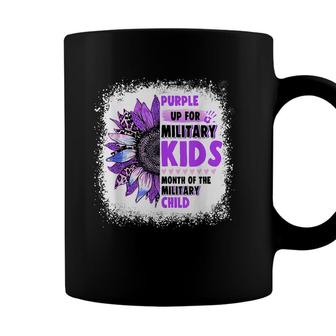 Purple Up Military Child Leopard Sunflower Bleached Coffee Mug - Seseable