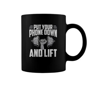 Put Your Phone Down And Lift Gym Etiquette Fitness Rules Fun Coffee Mug | Mazezy