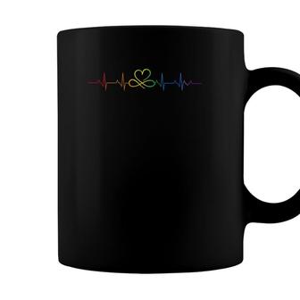 Rainbow Flag Lgbtq Heartbeat Gay Pride Month Lgbt Coffee Mug - Seseable
