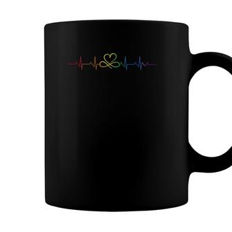 Rainbow Flag Lgbtq Heartbeat Gay Pride Month Lgbt Coffee Mug | Seseable CA