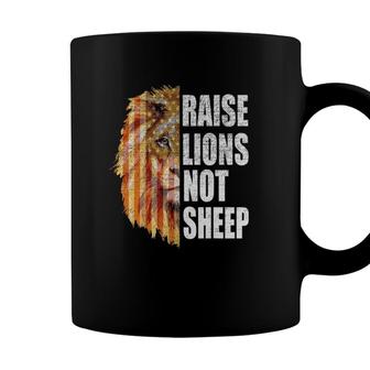 Raise Lions Not Sheep American Flag 4Th Of July Vintage Coffee Mug - Seseable
