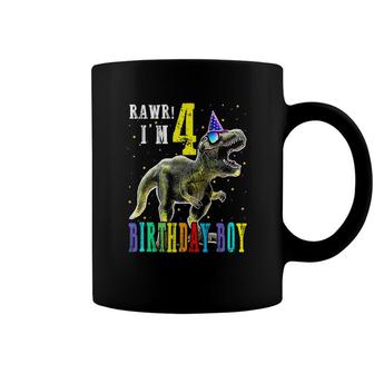 Rawr Im 4Th Birthday Boy Dinosaur Party For 4 Year Old Boy Coffee Mug - Seseable