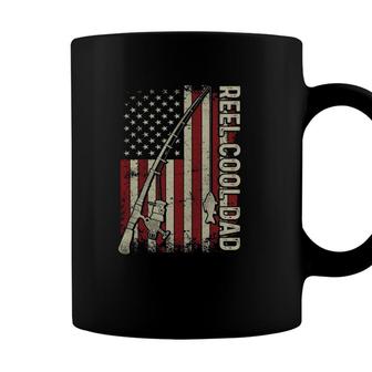 Reel Cool Dad American Flag Fishing Christmas Coffee Mug - Seseable