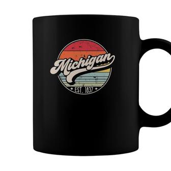Retro Michigan Home State Mi Cool 70S Style Sunset Gift Coffee Mug - Seseable