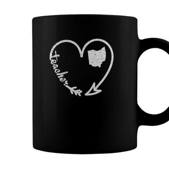 Retro Ohio Teacher Arrow Heart Home State Gift Coffee Mug - Seseable