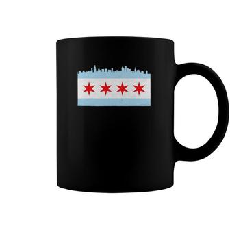 Retro Skyline Of Chicago Flag Coffee Mug | Mazezy