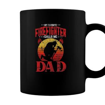 Retro Style My Favorite Firefighter Calls Me Dad Fathers Day Coffee Mug - Seseable