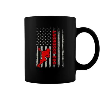 Retro Vintage American Flag Lacrosse Dad Fathers Day Coffee Mug - Seseable