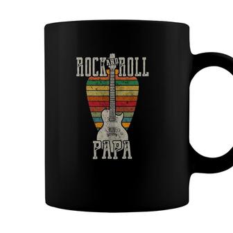 Retro Vintage Rock And Roll Papa Guitar Fathers Day Coffee Mug - Seseable